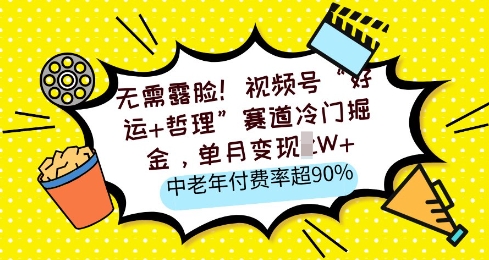 无需露脸，视频号“好运+哲理”赛道冷门掘金，单月变现2W+，中老年付费率超90%-观智斋电商课程站
