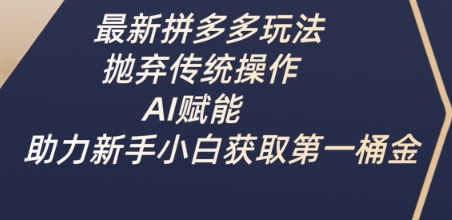 最新拼多多玩法，抛弃传统操作，AI赋能，助力新手小白获取第一桶金-观智斋电商课程站