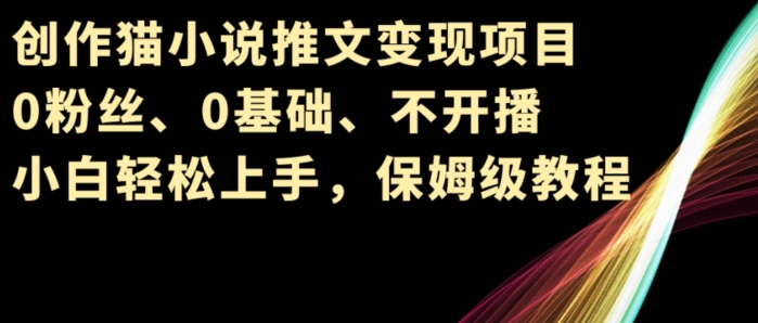 创作猫小说推文变现项目，0粉丝、0基础、不开播、小白轻松上手，保姆级教程-观智斋电商课程站