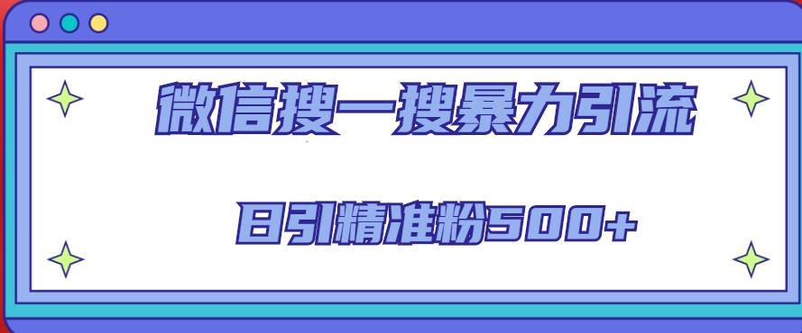 微信搜一搜引流全系列课程，日引精准粉500+（8节课）-观智斋电商课程站