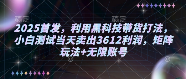 2025首发，利用黑科技带货打法，小白测试当天卖出3612利润，矩阵玩法+无限账号【揭秘】-观智斋电商课程站