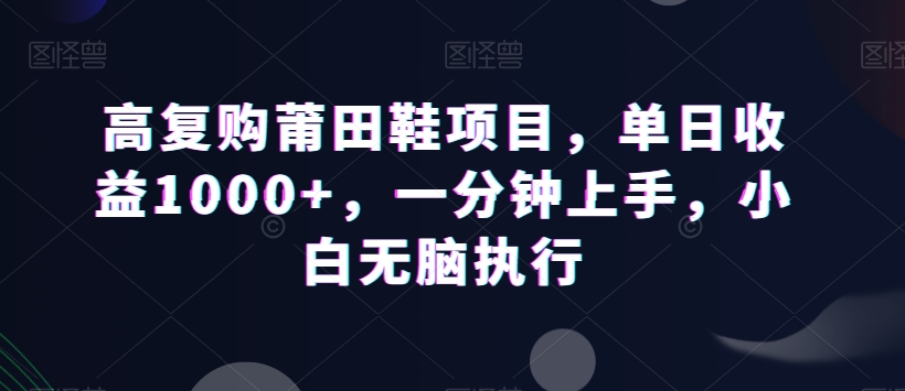 高复购莆田鞋项目，单日收益1000+，一分钟上手，小白无脑执行-观智斋电商课程站