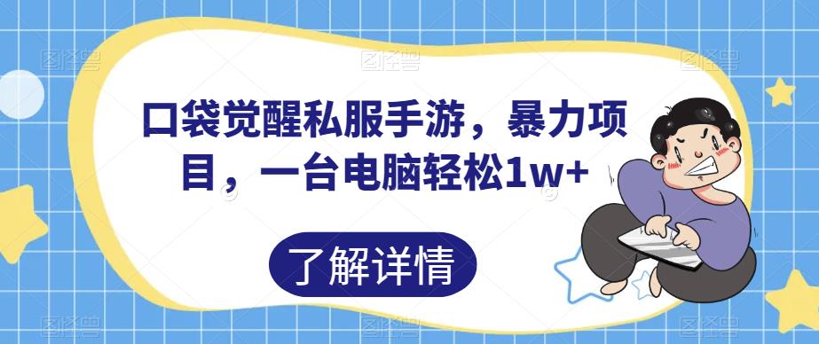 口袋觉醒私服手游，暴力项目，一台电脑轻松1w+【揭秘】-观智斋电商课程站