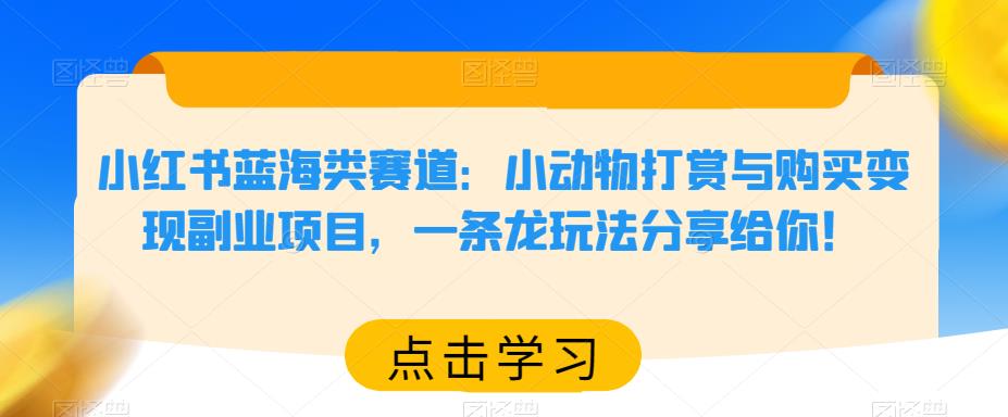 小红书蓝海类赛道：小动物打赏与购买变现副业项目，一条龙玩法分享给你！-观智斋电商课程站