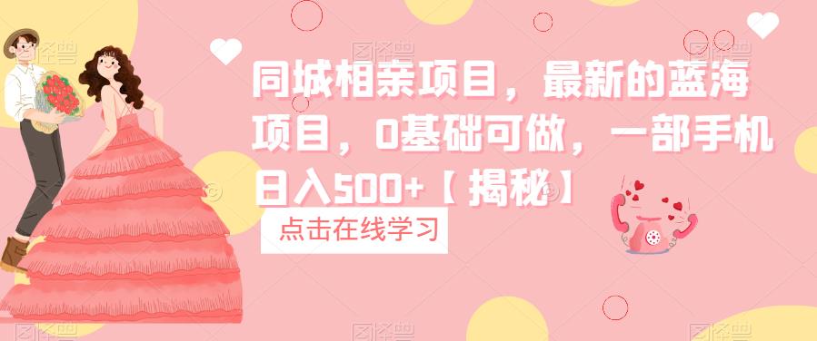 同城相亲项目，最新的蓝海项目，0基础可做，一部手机日入500+【揭秘】-观智斋电商课程站