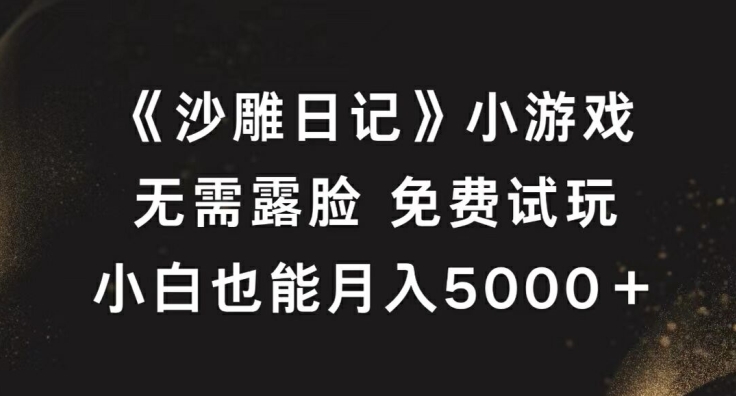 《沙雕日记》小游戏，无需露脸免费试玩，小白也能月入5000+【揭秘】-观智斋电商课程站