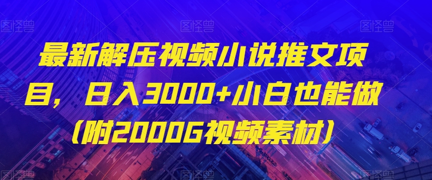 最新解压视频小说推文项目，日入3000+小白也能做（附2000G视频素材）【揭秘】-观智斋电商课程站