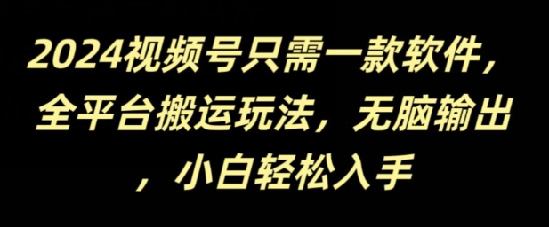 2024视频号只需一款软件，全平台搬运玩法，无脑输出，新手小白也能月入过千-观智斋电商课程站