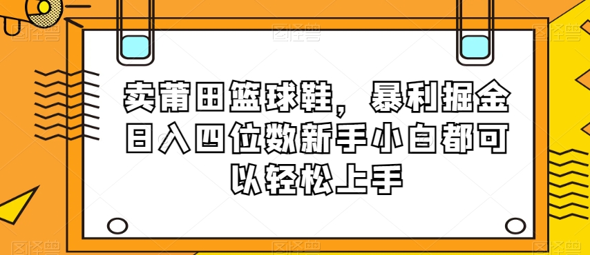卖莆田篮球鞋，暴利掘金日入四位数新手小白都可以轻松上手【揭秘】-观智斋电商课程站