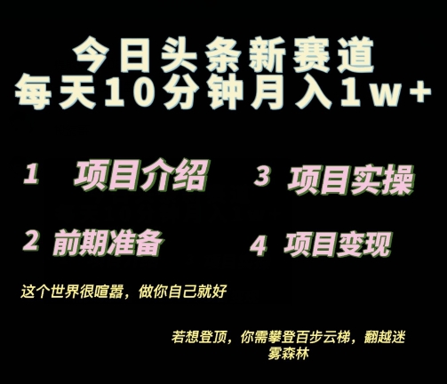 2024最新今日头条小赛道，0投入易上手-观智斋电商课程站