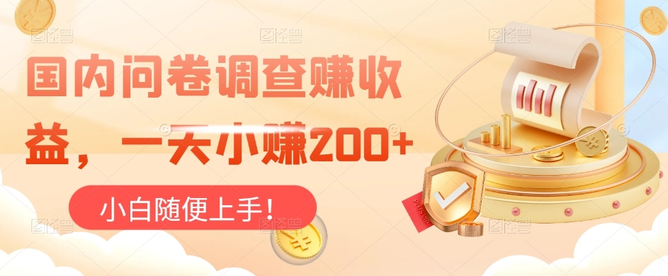 国内问卷调查赚收益，一天小赚200+，小白随便上手-观智斋电商课程站