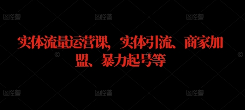 实体流量运营课，实体引流、商家加盟、暴力起号等-观智斋电商课程站