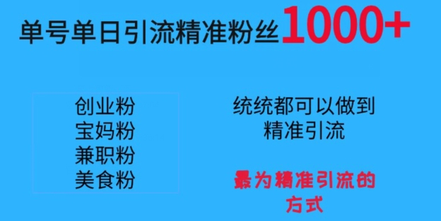 单号单日引流精准粉丝1000+，最为精准引流的方式-观智斋电商课程站