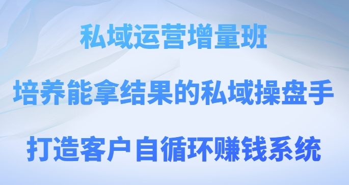 私域运营增量班，培养能拿结果的私域操盘手，打造客户自循环赚钱系统-观智斋电商课程站