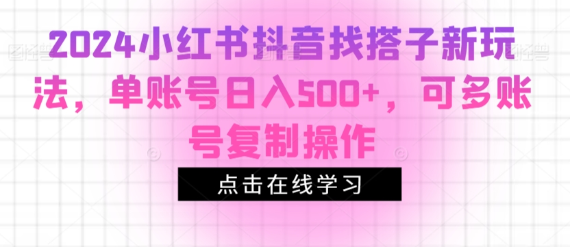 2024小红书抖音找搭子新玩法，单账号日入500+，可多账号复制操作-观智斋电商课程站