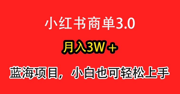小红书商单3.0，月入3w+，蓝海项目，小白轻松上手-观智斋电商课程站