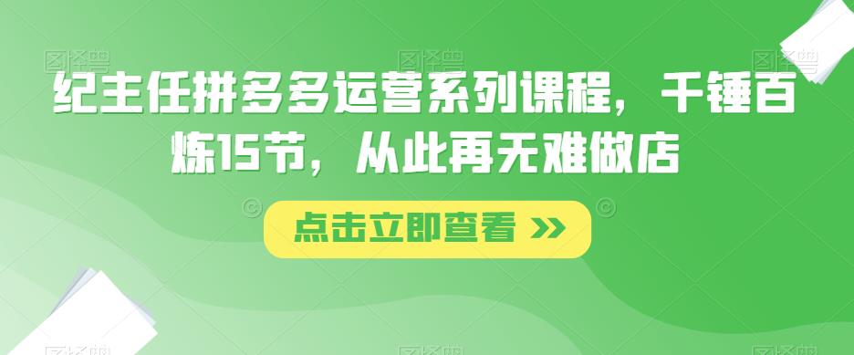 纪主任拼多多运营系列课程，千锤百炼15节，从此再无难做店-观智斋电商课程站
