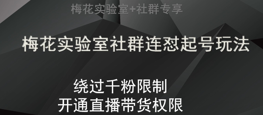 梅花实验室社群连怼起号玩法，视频号绕过千粉限制，开通直播带货权限【揭秘】-观智斋电商课程站