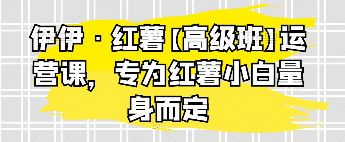 伊伊·小红书【高级班】运营课，专为红薯小白量身而定-观智斋电商课程站