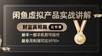 精品！闲鱼虚拟产品实战讲解，新手一部手机即可操作，副业月利润可达5k+-观智斋电商课程站