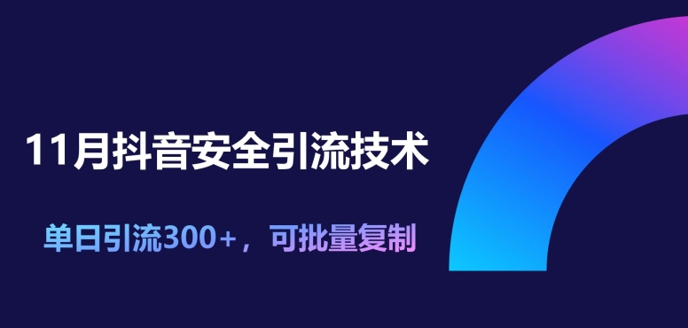 11月抖音安全引流技术，单日引流300+，可批量复制-观智斋电商课程站