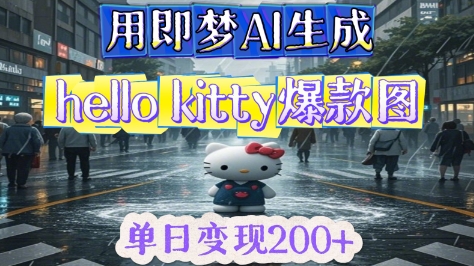 用即梦AI生成Hello Kitty爆款图，单日变现2张-观智斋电商课程站