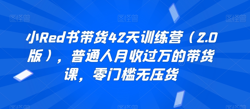 小红书带货42天训练营（2.0版），普通人月收过万的带货课，零门槛无压货-观智斋电商课程站
