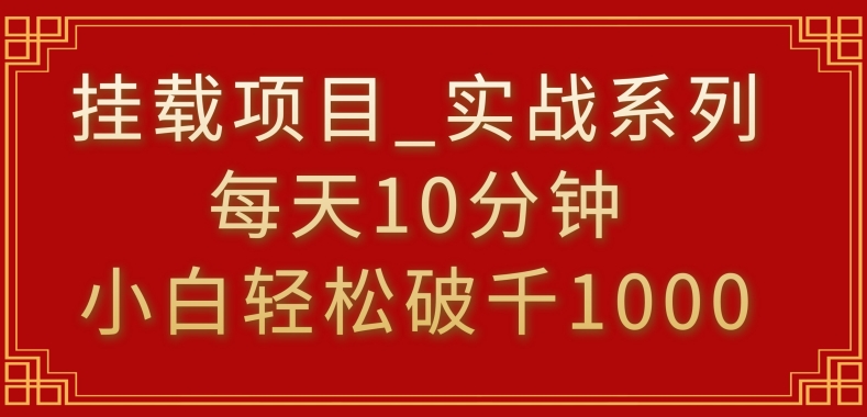 挂载项目，小白轻松破1000，每天10分钟，实战系列保姆级教程【揭秘】-观智斋电商课程站