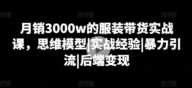 月销3000w的服装带货实战课，思维模型|实战经验|暴力引流|后端变现-观智斋电商课程站