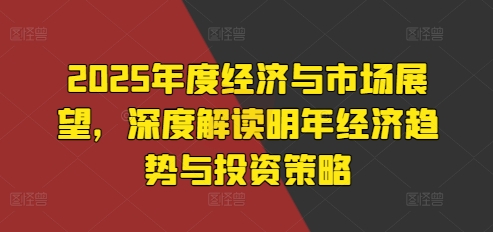 2025年度经济与市场展望，深度解读明年经济趋势与投资策略-观智斋电商课程站