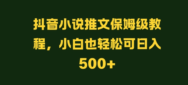 抖音小说推文保姆级教程，小白也轻松可日入500+-观智斋电商课程站