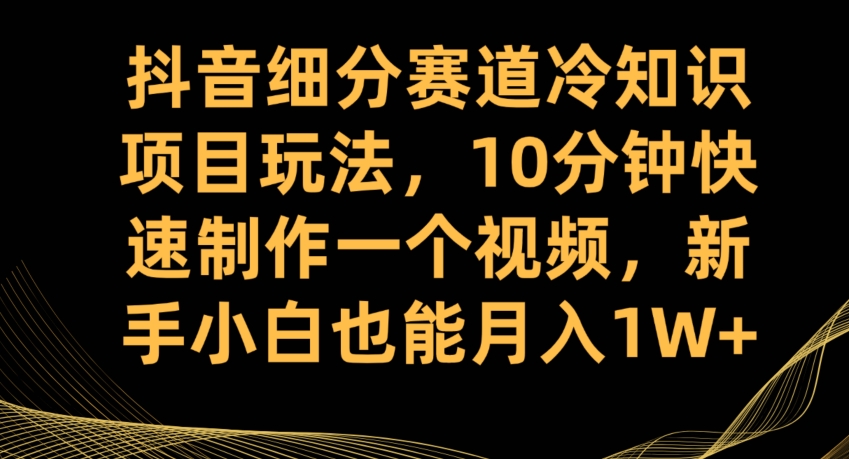 抖音细分赛道冷知识项目玩法，10分钟快速制作一个视频，新手小白也能月入1W+【揭秘】-观智斋电商课程站