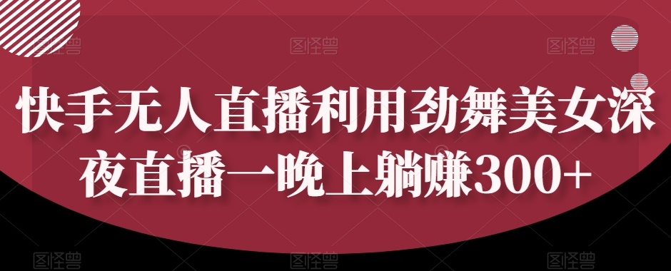 快手无人直播利用劲舞美女深夜直播一晚上躺赚300+-观智斋电商课程站