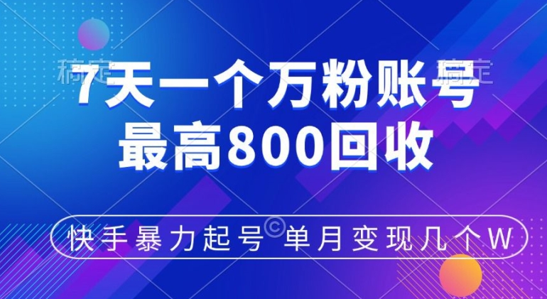 快手暴力起号，7天涨万粉，小白当天起号，多种变现方式，单月变现几个-观智斋电商课程站