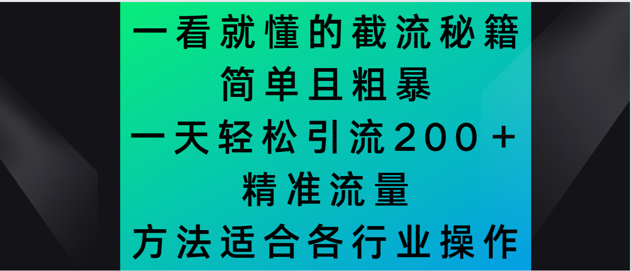 一看就懂的截流秘籍，简单粗暴，一天轻松引流200＋精准流量-观智斋电商课程站