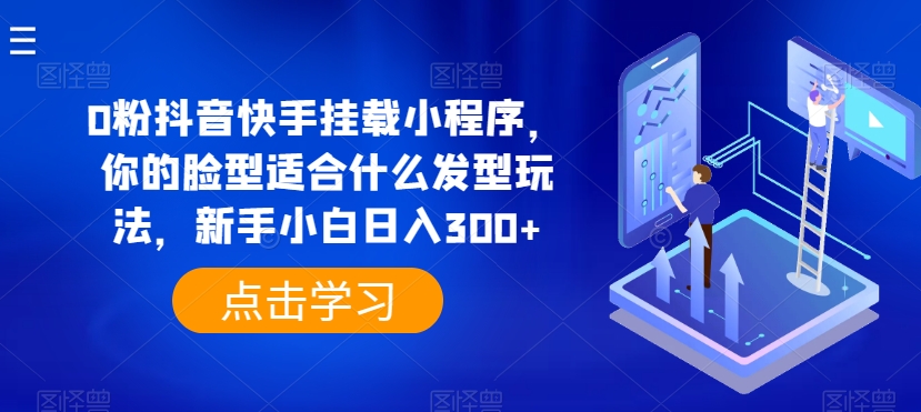 0粉抖音快手挂载小程序，你的脸型适合什么发型玩法，新手小白日入300+【揭秘】-观智斋电商课程站