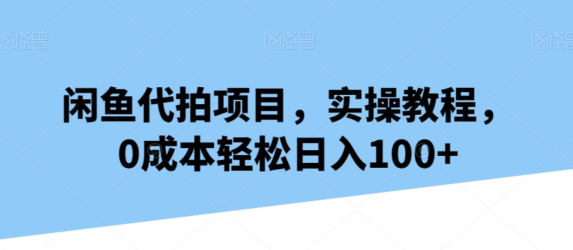 闲鱼代拍项目，实操教程，0成本轻松日入100+-观智斋电商课程站