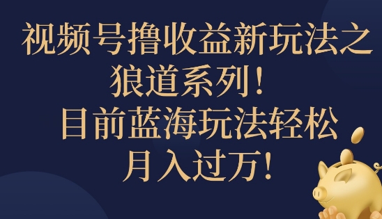 视频号暴力撸收益新玩法之狼道系列，目前蓝海玩法轻松月入过万-观智斋电商课程站