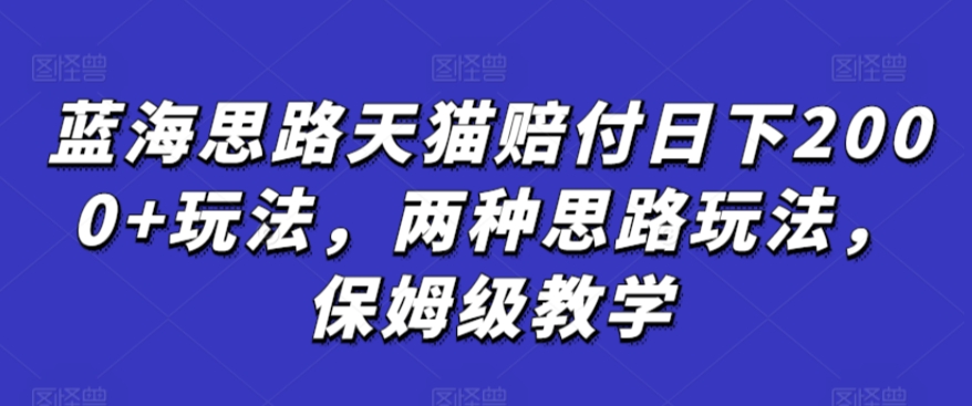 蓝海思路天猫赔付日下2000+玩法，两种思路玩法，保姆级教学【仅揭秘】-观智斋电商课程站