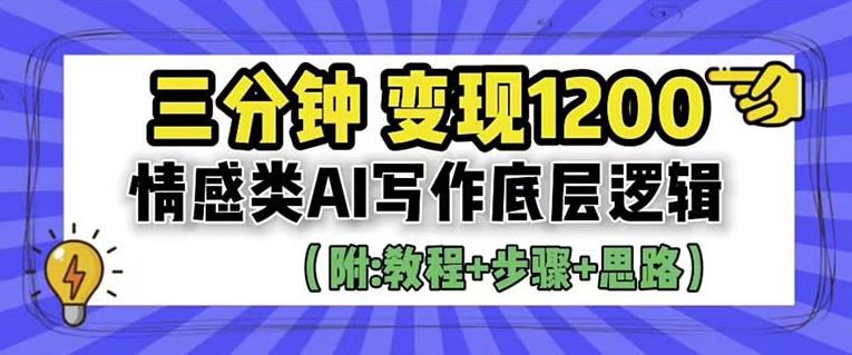 情感类AI写作底层逻辑，3分钟掌握变现技巧（附：详细教程及步骤+独家资料）【揭秘】-观智斋电商课程站
