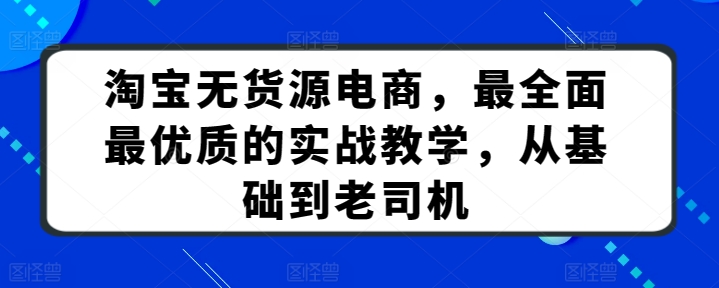 淘宝无货源电商，最全面最优质的实战教学，从基础到老司机-观智斋电商课程站