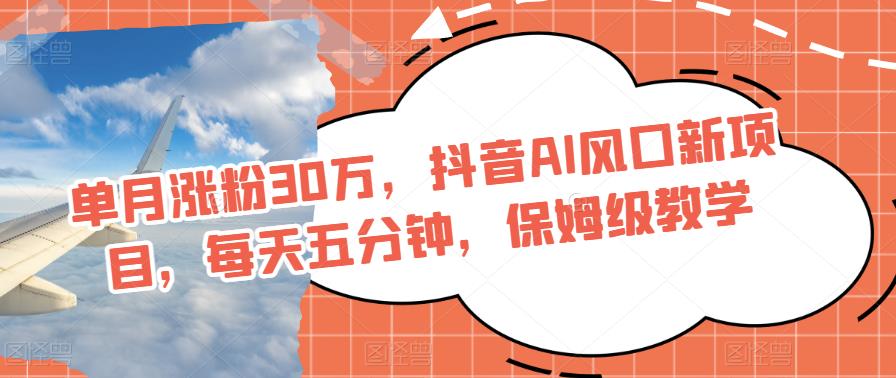 单月涨粉30万，抖音AI风口新项目，每天五分钟，保姆级教学-观智斋电商课程站