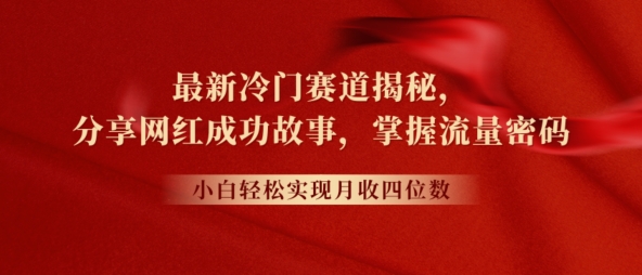 最新冷门赛道揭秘，分享网红成功故事，小白轻松掌握流量密码-观智斋电商课程站