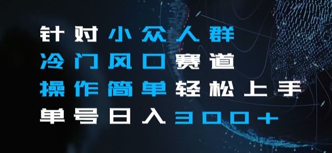 针对小众人群冷门风口赛道，操作简单轻松上手单号日入300+-观智斋电商课程站