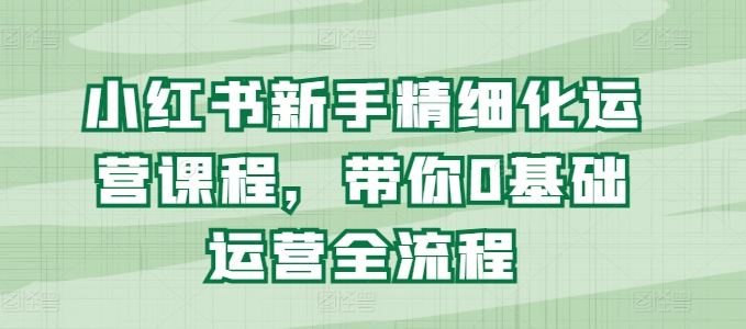 小红书新手精细化运营课程，带你0基础运营全流程-观智斋电商课程站