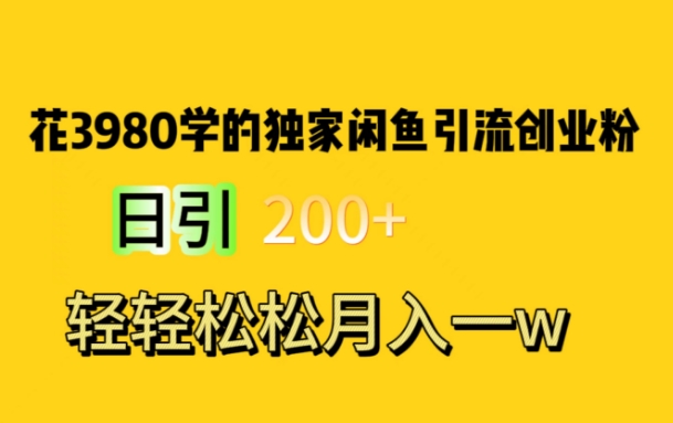 花费3980学的独家闲鱼引流创业粉，日引200+轻轻松松月入一万简单粗暴-观智斋电商课程站