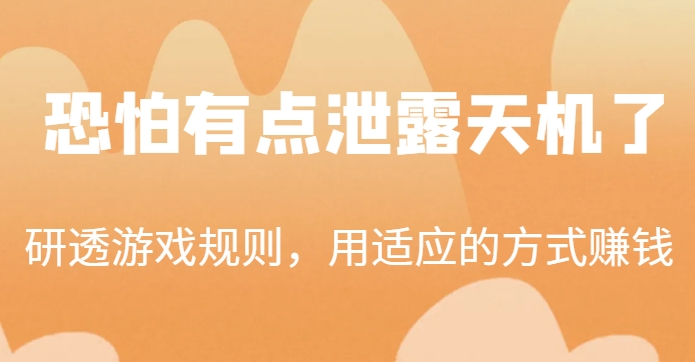 某公众号付费文章：研透游戏规则，用适应的方式赚钱，这几段话，恐怕有点泄露天机了！-观智斋电商课程站