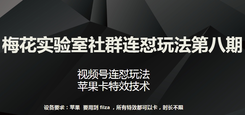 梅花实验室社群连怼玩法第八期，视频号连怼玩法 苹果卡特效技术【揭秘】-观智斋电商课程站