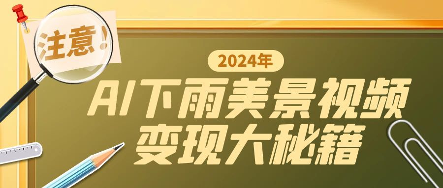 一键生成AI下雨美景视频，零基础打造1700万播放神作，手把手教你变现秘籍-观智斋电商课程站