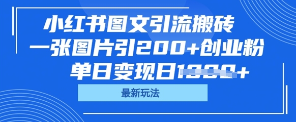 小红书图文引流搬砖，一张图片引200+创业粉，单日变现日数张-观智斋电商课程站